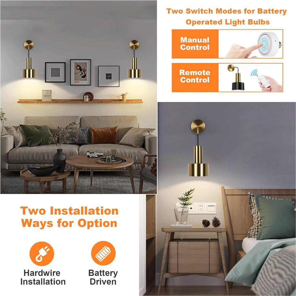 Wireless Battery-Powered Wall Light for Bedroom, Living Room, or Corridor