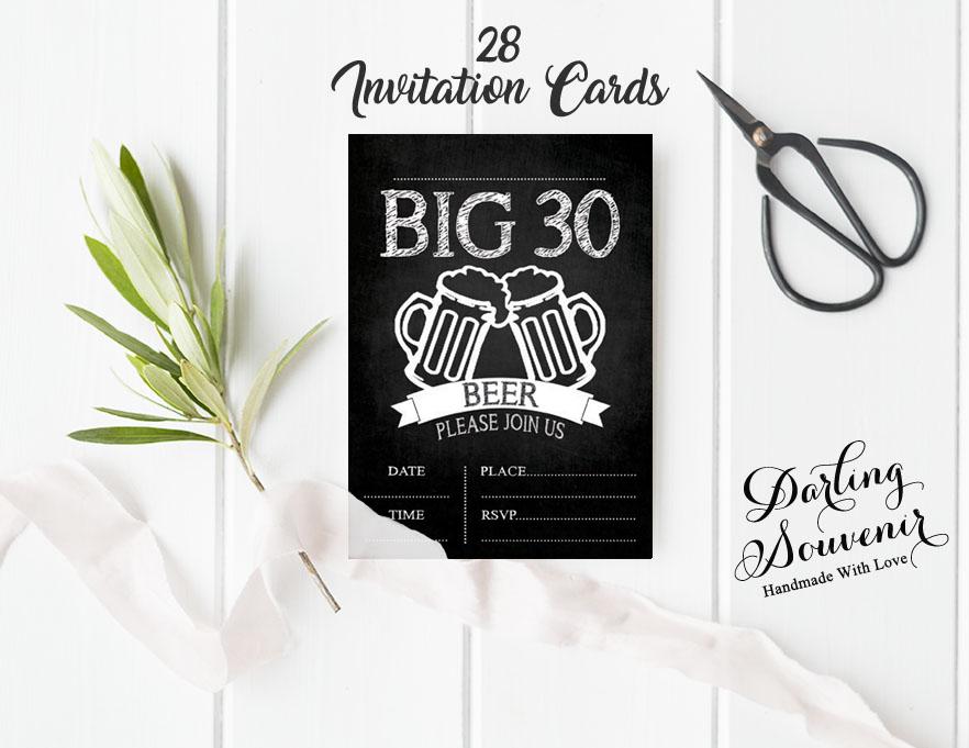 Darling Souvenir Black Birthday Invitation Card Printable Fill or Write In Blank Invites Party Supplies Pack Of 28 5 X 7
