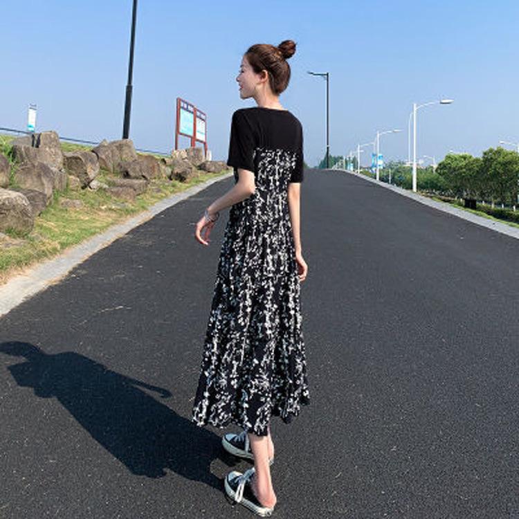2025 Sommer Hepburn Stil Hohe Taille Blumen Midikleid - Schlankmachend, Kurzarm