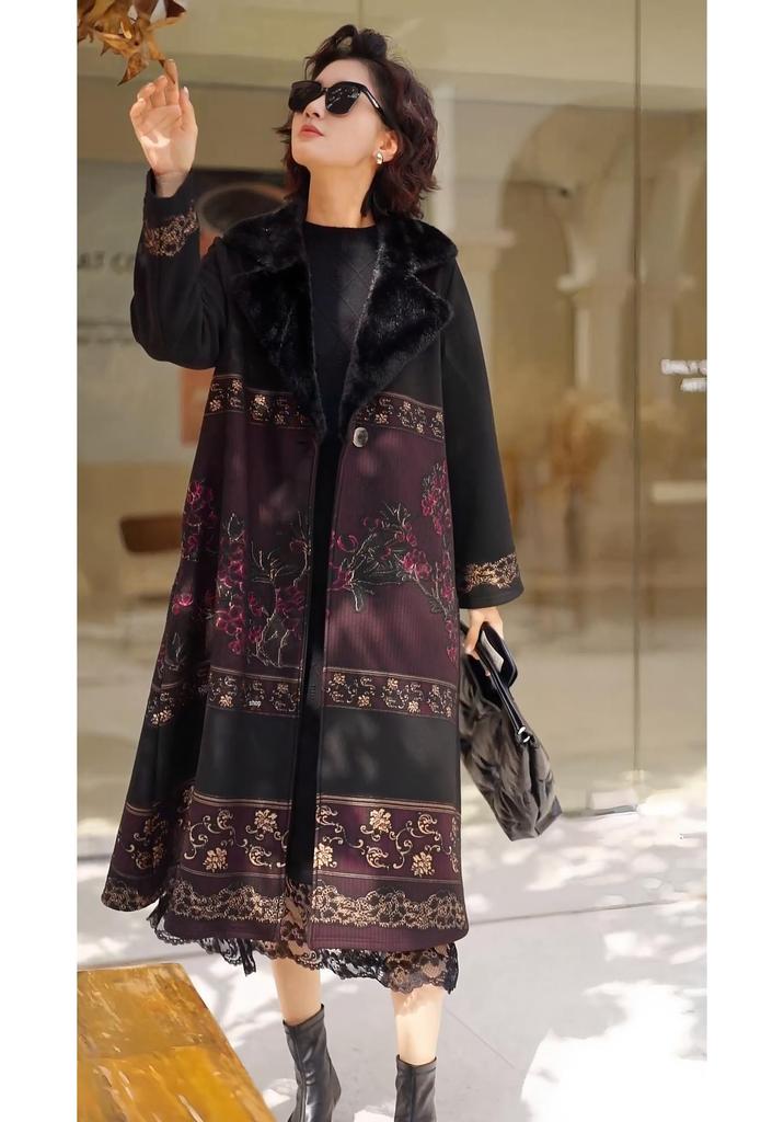 Women's Retro Plus Size Woolen Trench Coat - Fleece-Lined, Stylish & Warm Winter Outerwear