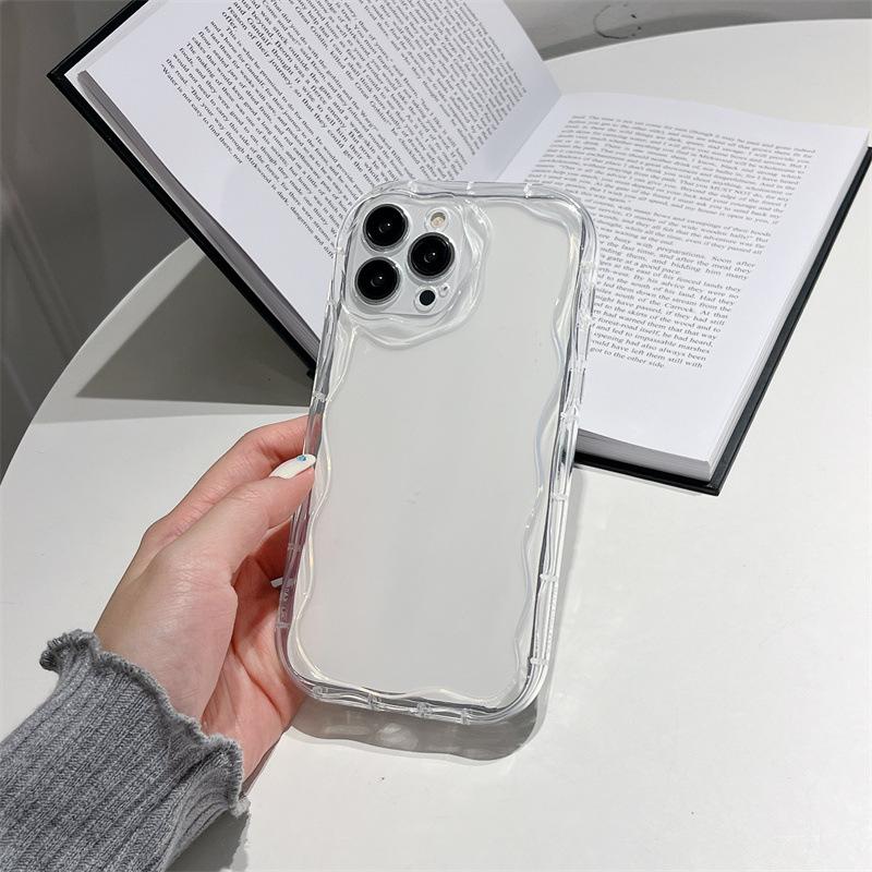 Pouzdro s krémovou texturou, vlnitý okraj, měkký silikonový kryt, pouzdro na telefon pro iPhone Samsung Huawei Honor Xiaomi Redmi Infinix Tecno, měkký zadní kryt