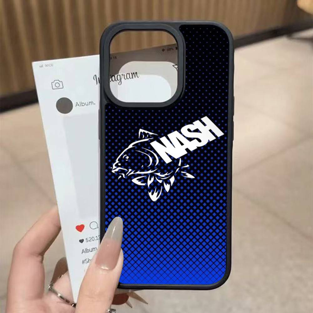 

N-Nash Fishing Cool Black Silicone Hard Plastic Phone Case For Iphone 17 Air 16 15 14 13 12 11 Pro Max PC TPU iPhone 14 pro
