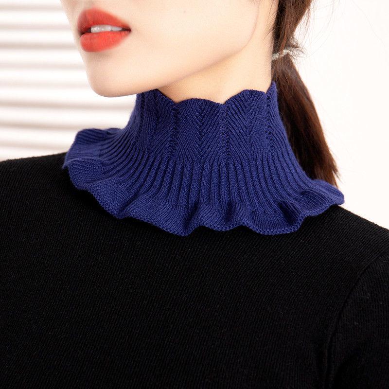 Women's Versatile Warm Pullover Snood: Elastic Knit Half-High Collar Neck Warmer for Autumn and Winter