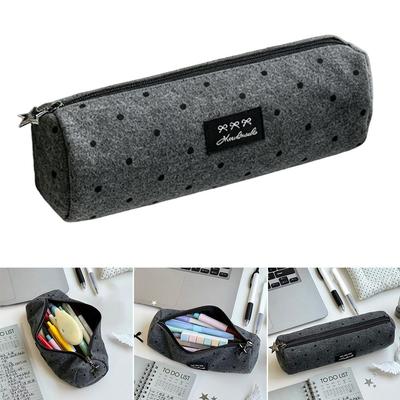 Polka Dot Pencil Case Gray Stationery Bag High Quality Pencil Pouch  School Supplies