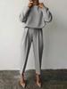 Women's Loose Solid Color Long-Sleeve Casual Two-Piece Suit