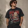 T-shirt Streetwear Football Unisexe en Coton, Lavé en Machine Vintage Portrait Graphique Erling Haaland Viking Machine à But T-shirt