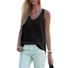 Solid Color Round Neck Sleeveless Chiffon Blouse Summer Women Vest Tank Top