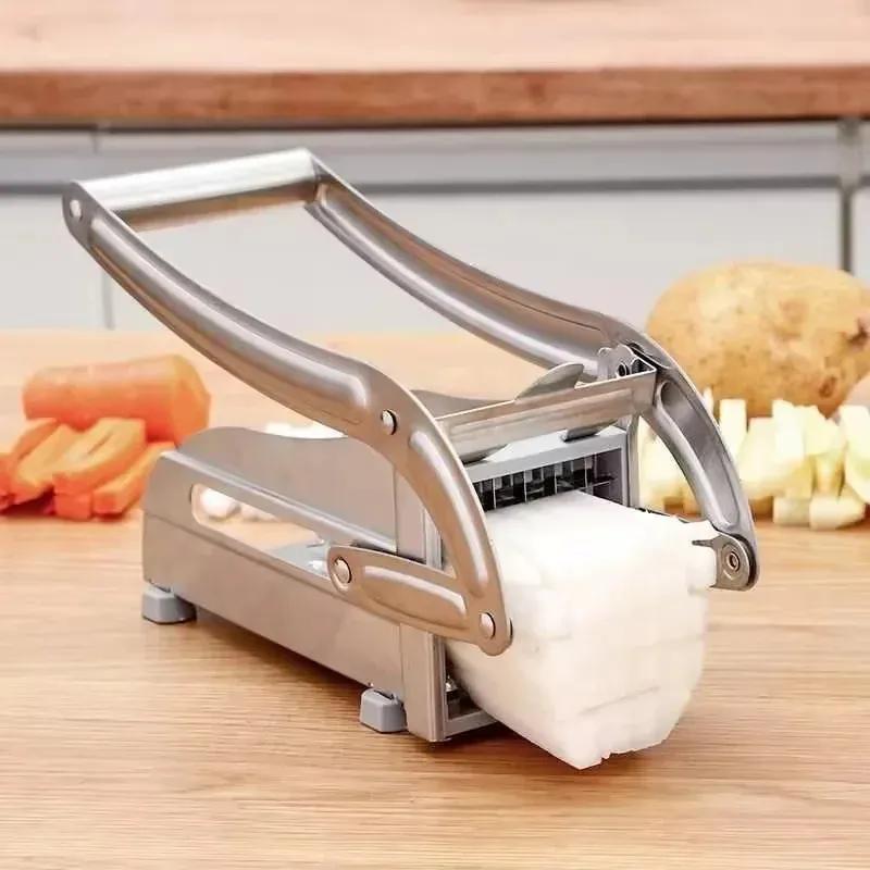 2025 Professional Potato French Fry Cutter Machine with 2 Blades Stainless Steel Manual Vegetable Potato Slicer Kitchen Gadgets professional