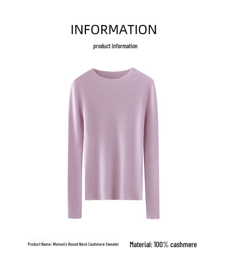 Women's Striped 100% Cashmere Round Neck Sweater - Autumn/Winter Collection
