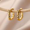 Vintage Square Hoop Earrings for Women Luxury Stainless Steel Circle Piercing Earring Trending Wedding Aesthetic Jewerly Aretes