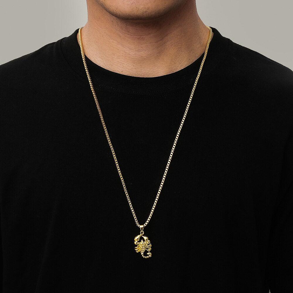 Gold Color Scorpion Pendant Mens Stainless Steel Necklace Women Punk Rock Hip Hop Jewelry Gifts