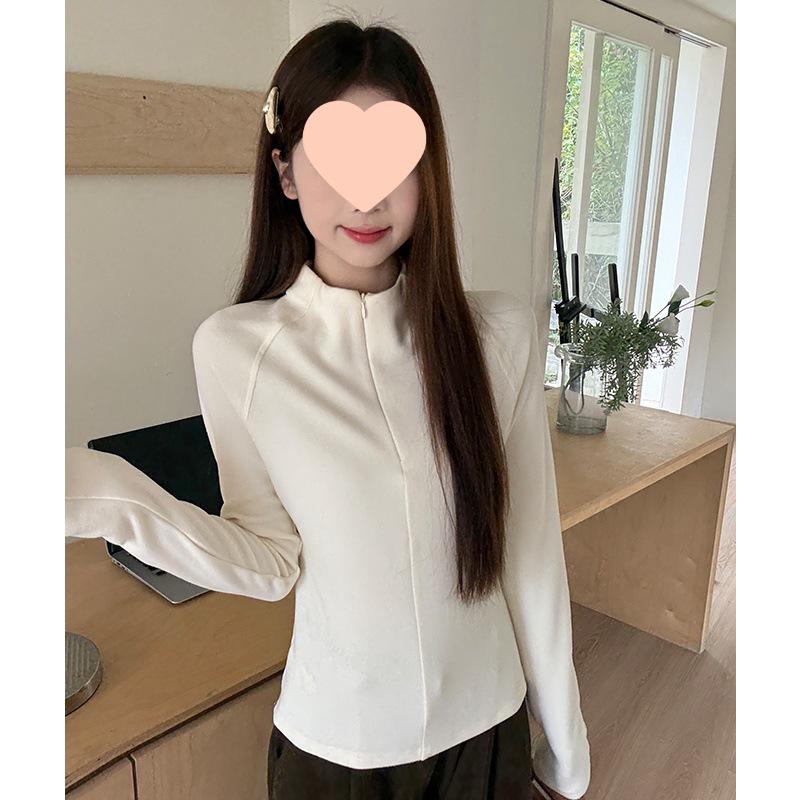 Women s Fleece-Lined Half-Zip Turtleneck Long-Sleeve Base Layer for Autumn/Winter Large кремовый