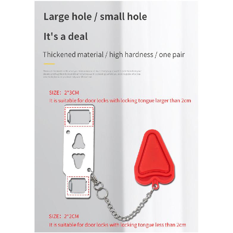 Portable Door Lock Double Hole Security Door Locker Safety Latch Metal Lock Home Room Hotel Anti Theft Security Lock Interior Mirrors 6