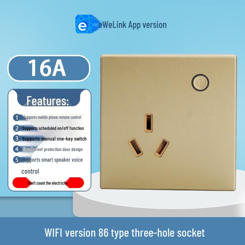 eWeLink Smart WiFi Wall Socket 86 Type 10A - Remote, Voice-Controlled App for Mobile