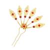 Alloy Peacocks Leaf Hair Stick Hairpieces with Rhinestones Thai Ethnic Hair Ornament Daily Hairstyle Embellishment