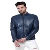 NOORA Mens Navy Blue Quilted Leather Jacket Vintage Leather Biker Motorcycle Leather Jacket