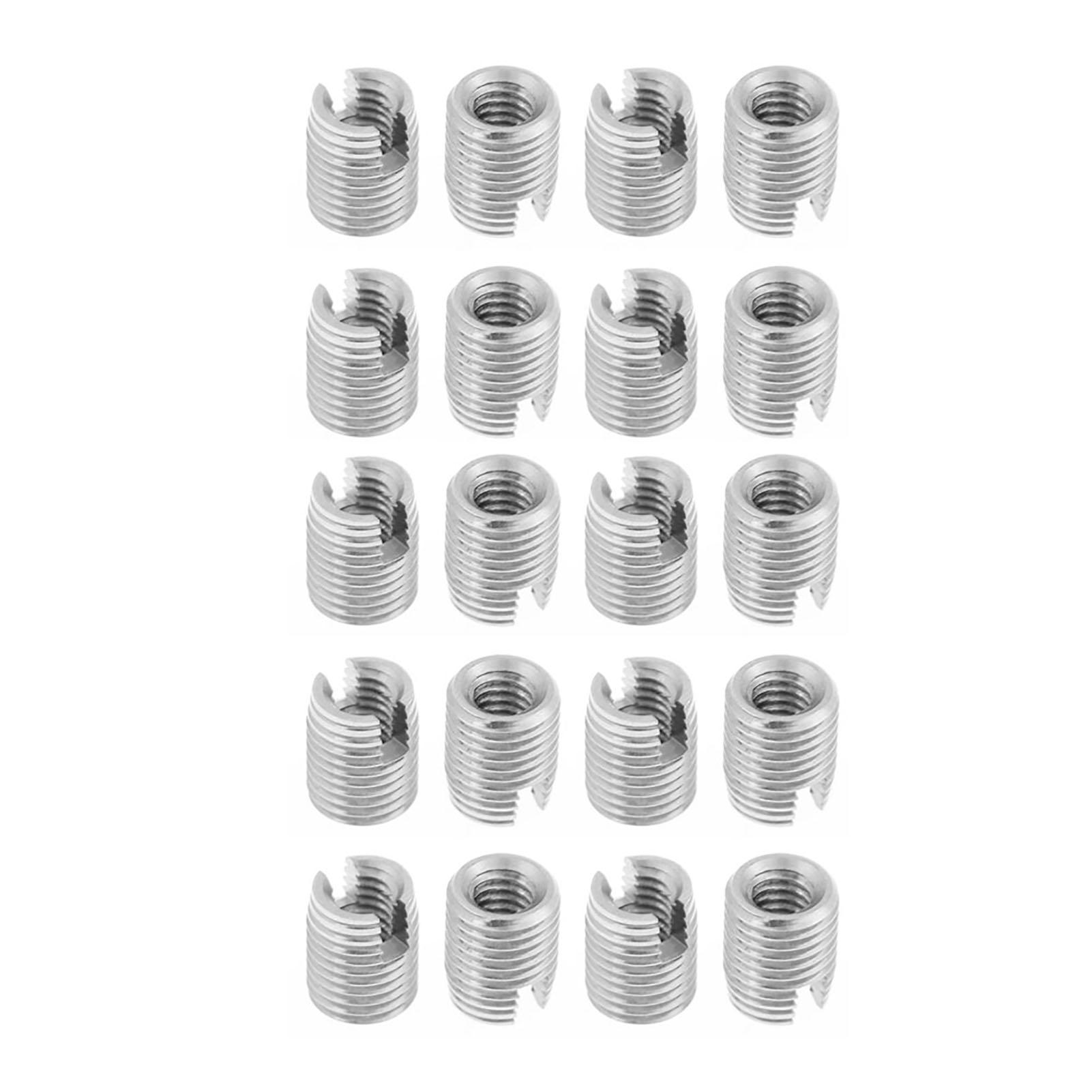 

20pcs Metal Self Tapping Slotted Screw Thread Insert Helical Repair M4 x 8mm Set