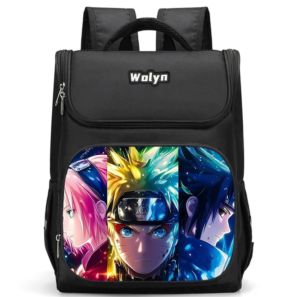 NARUTO Anime Kids Backpack Large Capacity Multi Compartment Wear Resistant School Daily Backpack for Boys Girls 6-10 Years Old