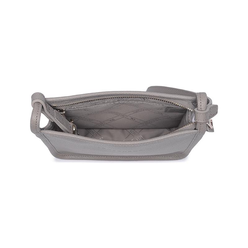 Longchamp Le Foulonné 20 Leather Zipper Shoulder Crossbody Bag Small Women Bags Dove-Gray 10138021P55