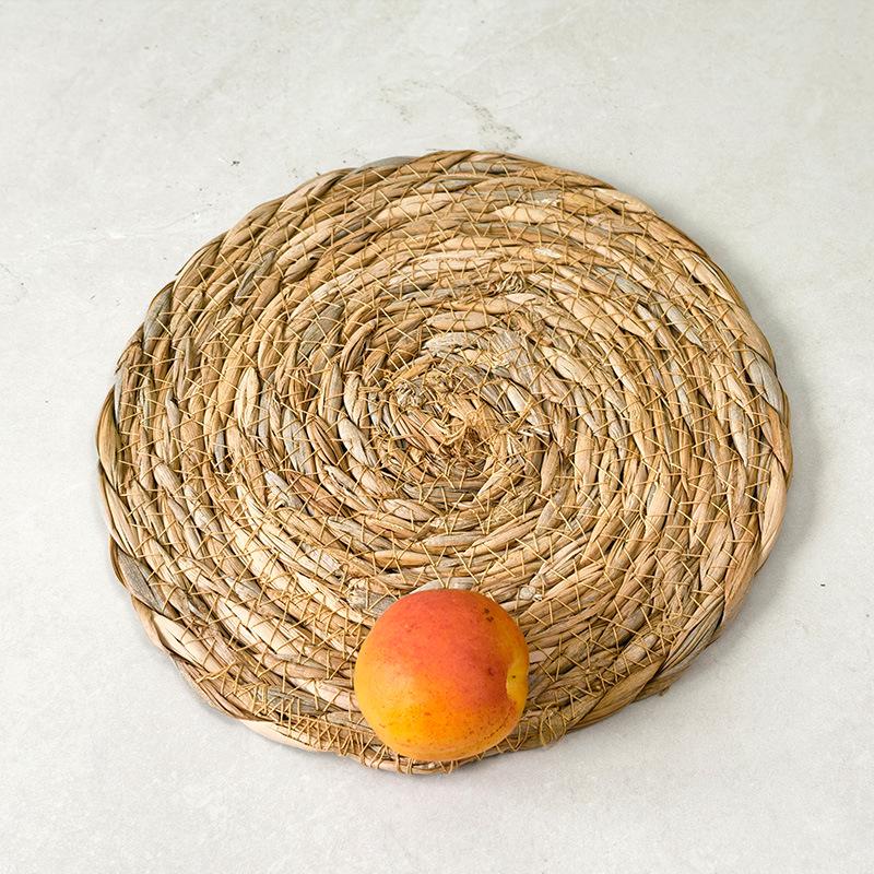 Cattail Round Non-Slip Coaster & Placemat Set - Kitchen & Restaurant Anti-Scald Mats, Decorative Round Table Mats.