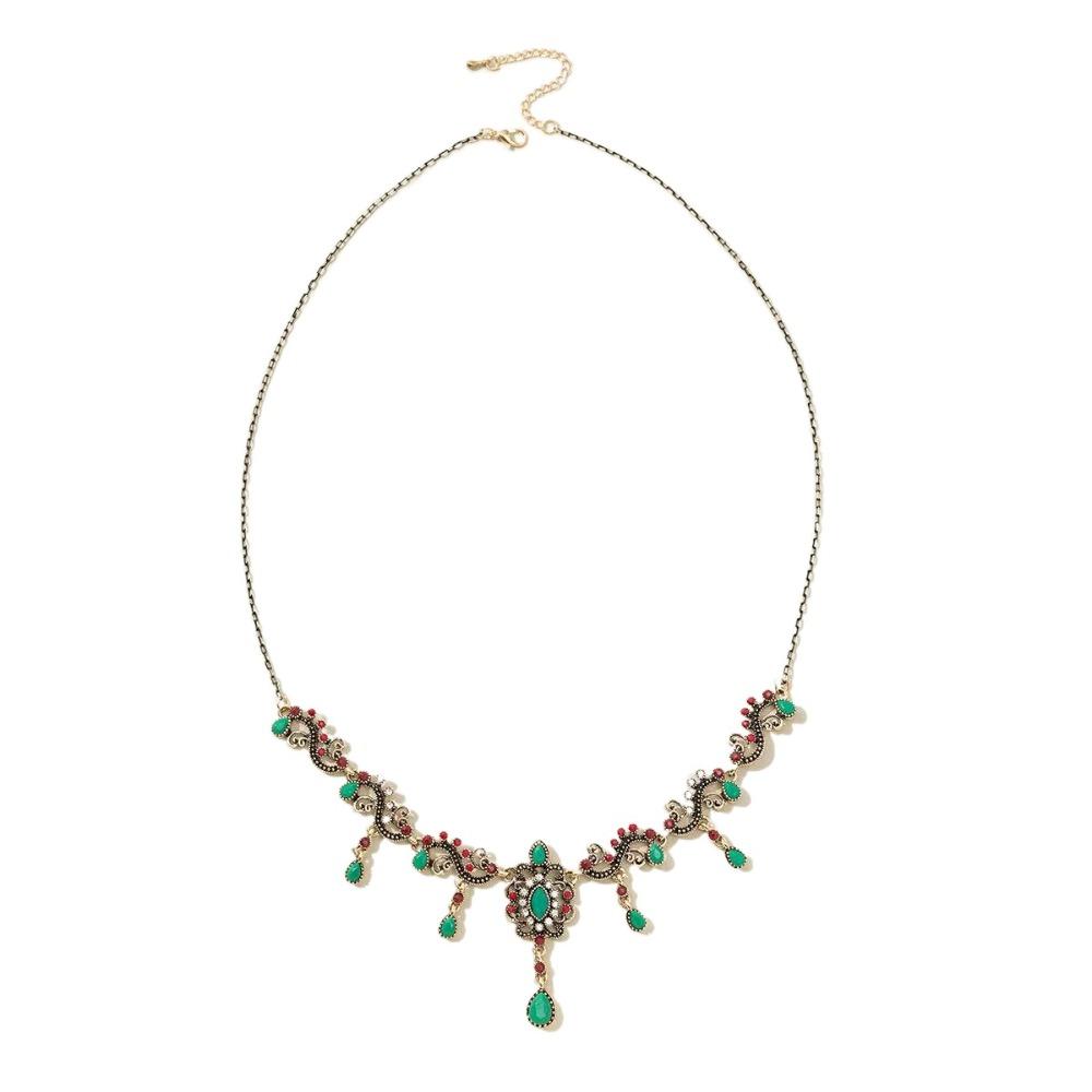 Vintage Tibetan Tassel Necklace Rhinestone Forehead Chain Fashion Ethnic Style Necklace  Wedding