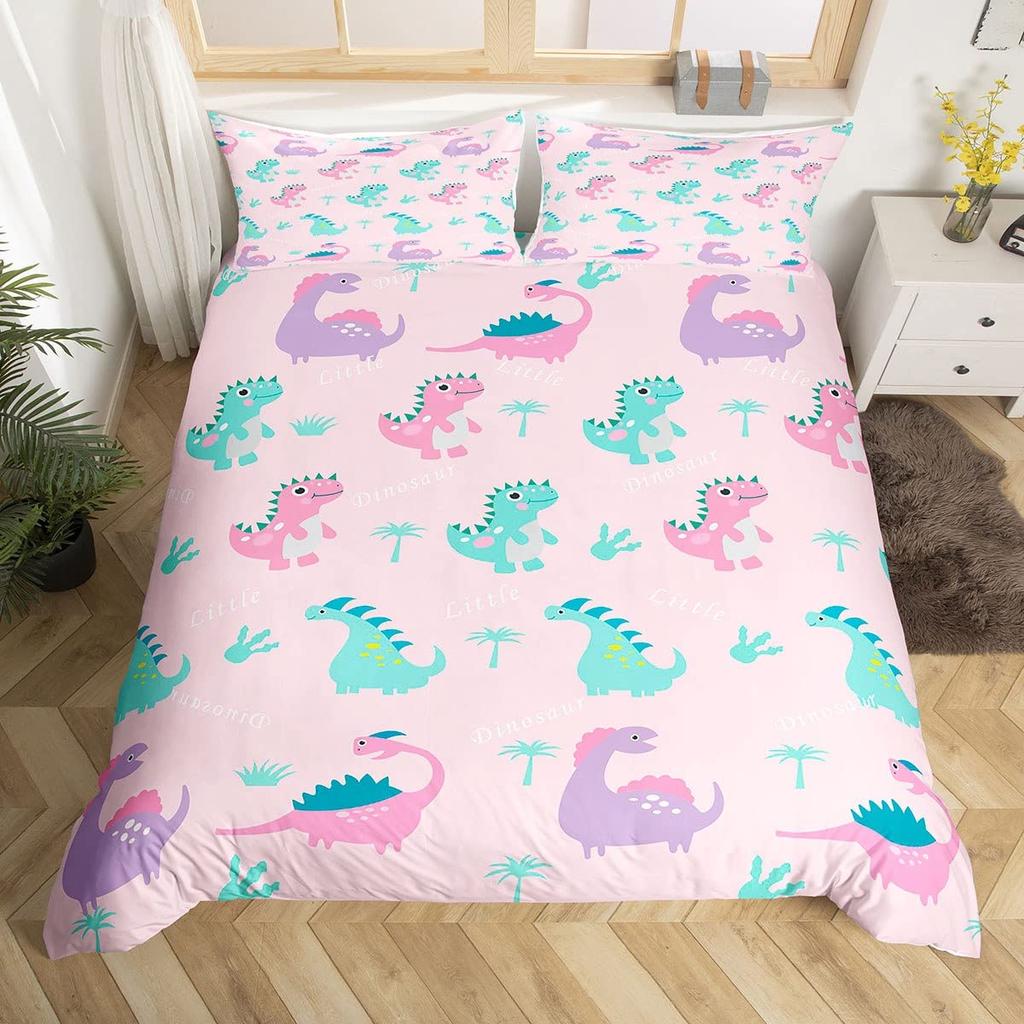 Comforter Dinosaur Boys Girls Cute Cartoon Wild Dino Bedding Set For Kids Jungle Animals Comforter Kawaii