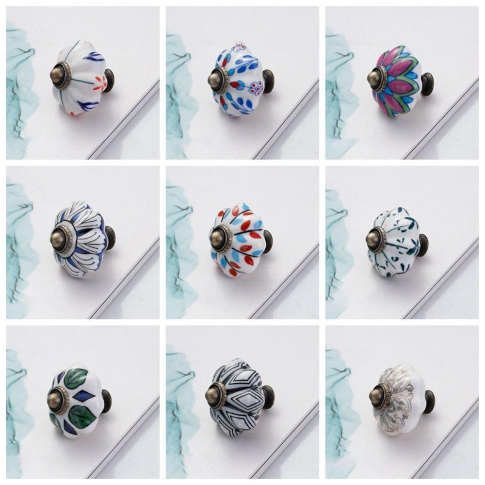 Multiple Colors Vintage Door Handle Single Hole Furniture Knob Durable Pumpkin Handle  Shoe Cabinet