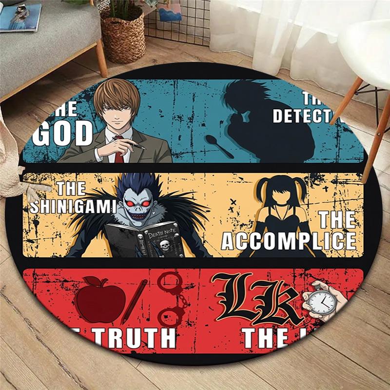 Death Note Round Area Rug Carpet Rug For Living Room Bedroom Sofa Playroom Decor Nonslip Floor Mat