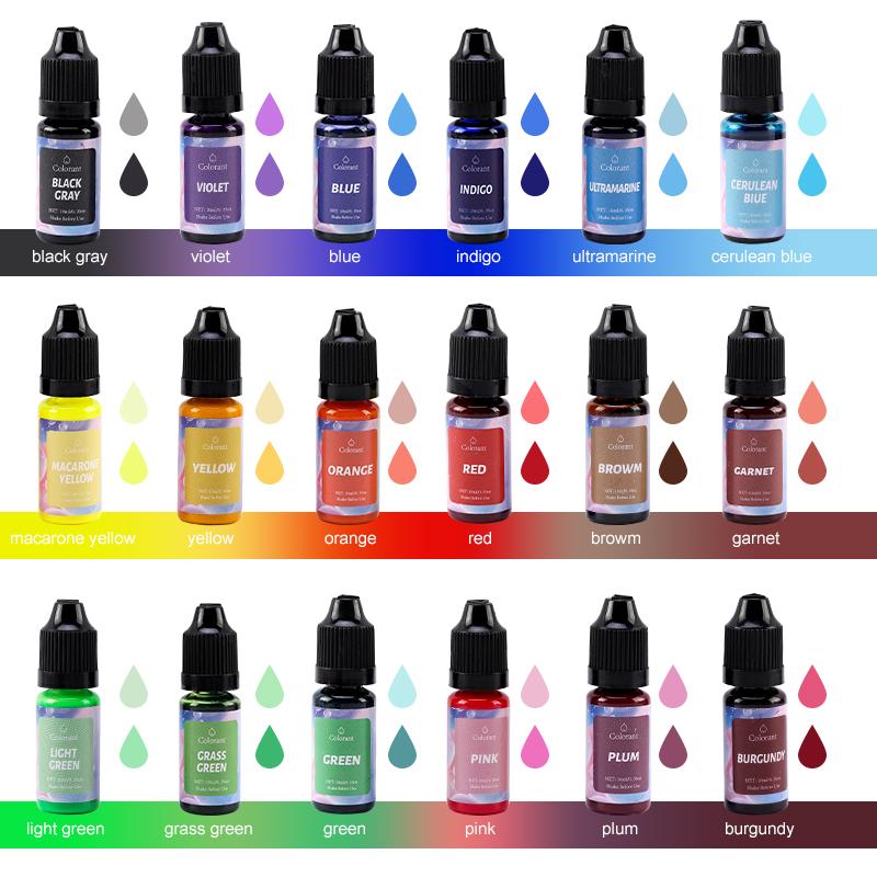 18 Colors 10ml Liquid Dye Candle Resin Pigment Colorant Resin Soy Wax Dye for DIY Candle Soap UV Epoxy Resin Mold Crafts Making