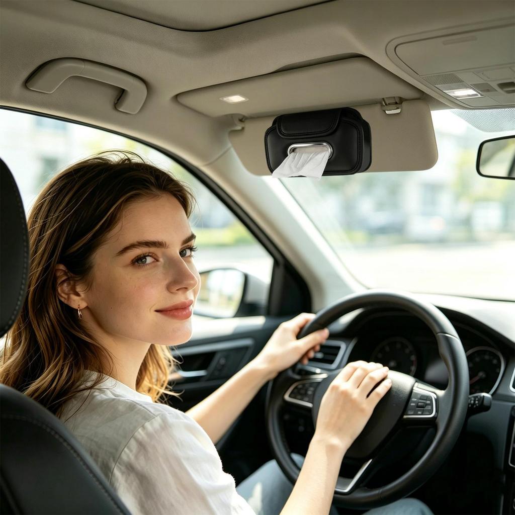 Car Mounted Tissue Box Drawer Box Creative Car Armrest Box Backrest Hanging Multifunctional Sun Visor Tissue Bag for Vehicle SUV
