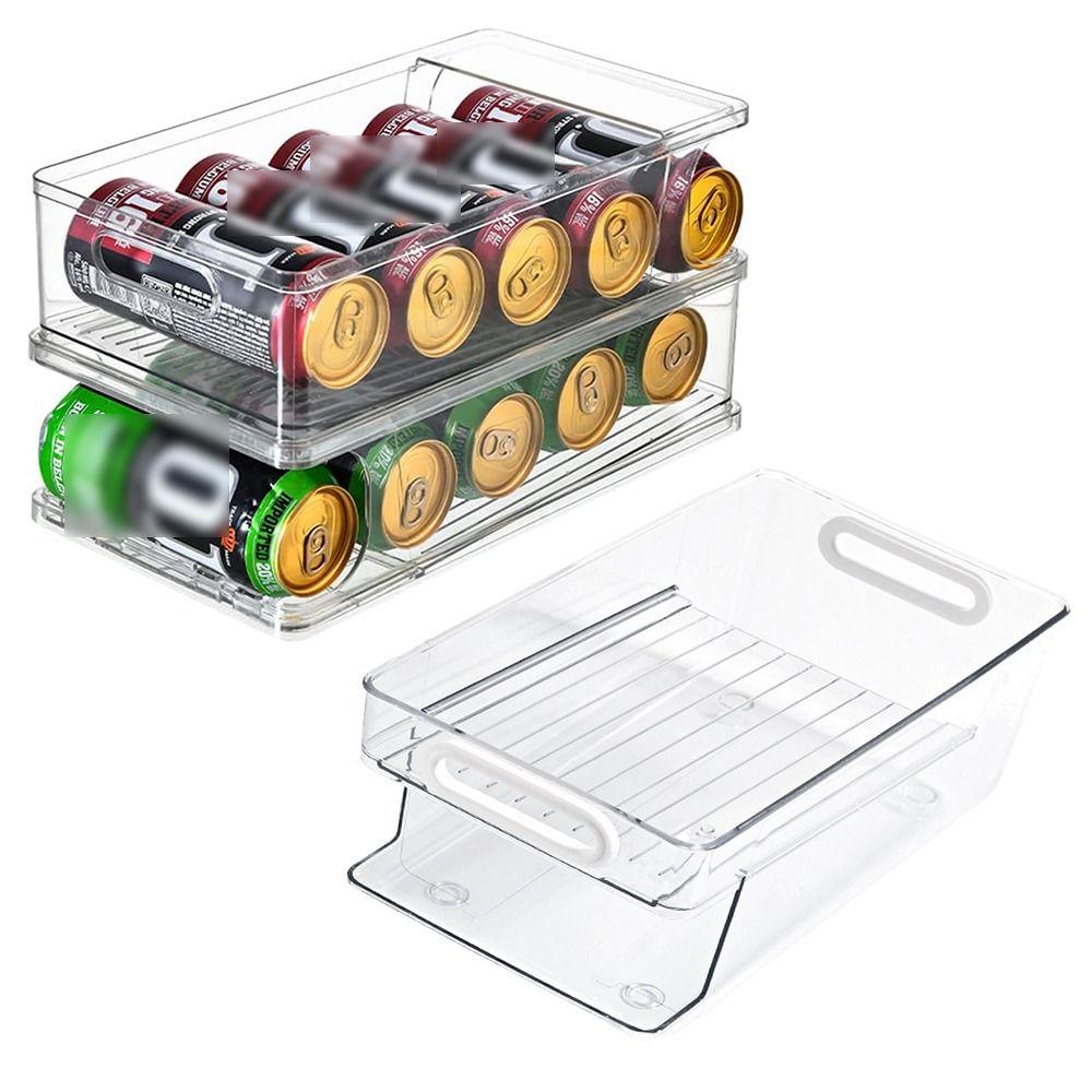 Auto-Rolling Soda Can Dispenser 1/2 Tier Refrigerator Storage Rack  Freezer