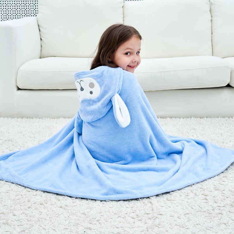 Children's Hooded Bathrobe - Coral Fleece Cartoon Design for Infants and Toddlers