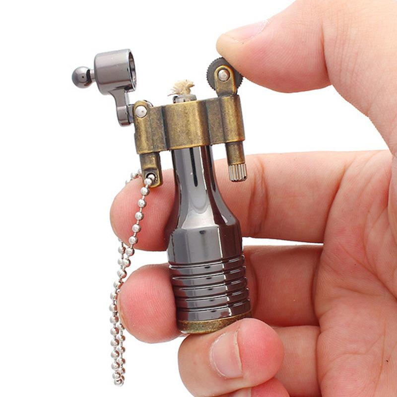 Retro Torch Lighter Grinding Wheel Oil Lighter Key Chain Metal Cigarette Lighter