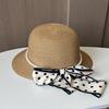 New Dome Duck Tongue Straw Hat Elegant Pearl Polka Dot Streamer Big Edge Beach Hat Seaside Travel Sun Protection Hat