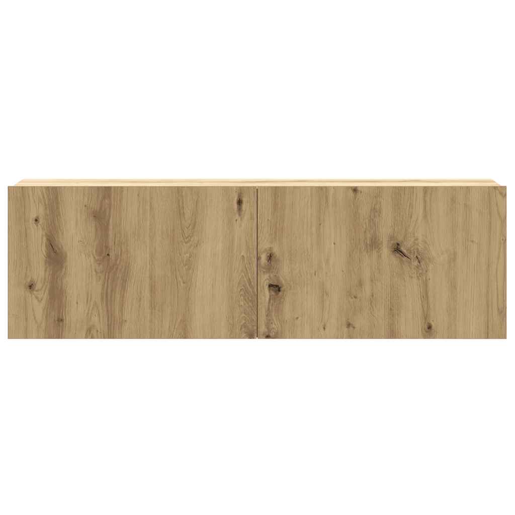 8 piece Wall Mounted TV Cabinet Set Artisan Oak Effect Particleboard