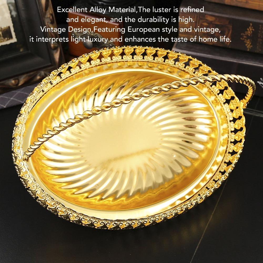 Gold Serving Tray With Handle Snack Tray Serving Trays Food Serving Basket For Family