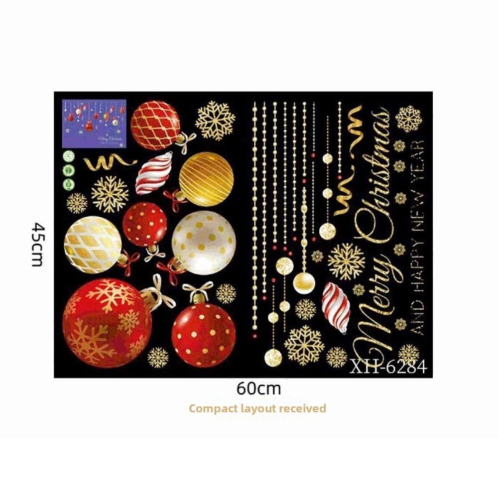 Waterproof Christmas Window Sticker Christmas Balls Holiday Window Decor  Glass Doors
