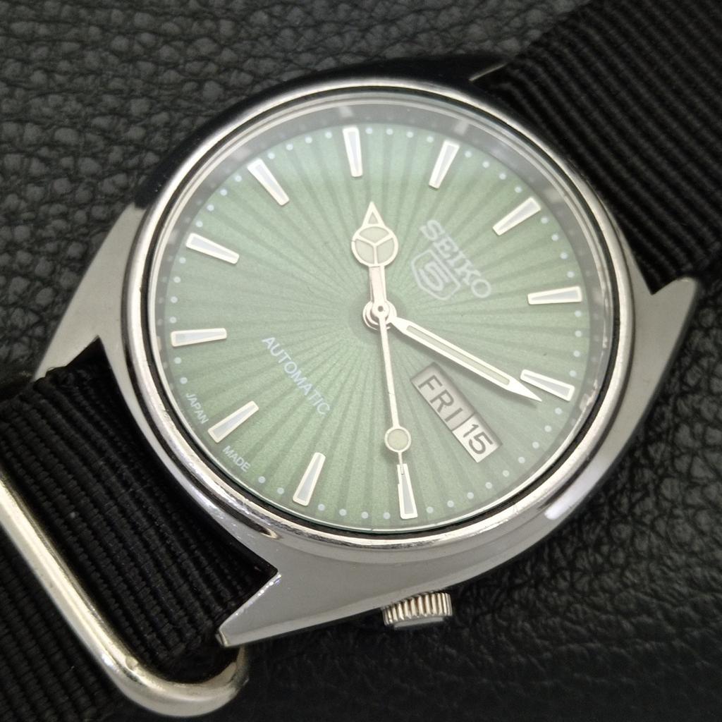 Seiko 5 AUTOMATIC VINTAGE 6309A JAPAN MENS GREEN COLOR DIAL WATCH A701245-5 R206a-a701245