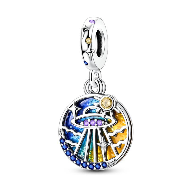Copper Colorful Charms Bead Sparkling Inlaid Zirconium Pendants Fit Original Bracelets Fashion Jewelry Gift