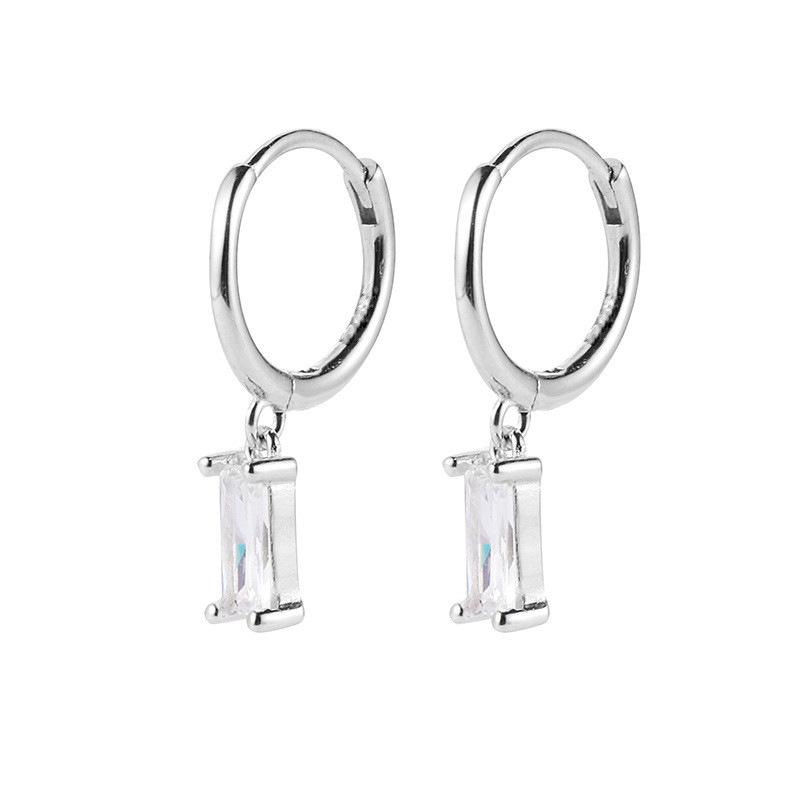 Minimalist Multi Color Baguette Zircon Hoop Earrings Gold Tone Tiny Charm Huggie Earrings for Women Mix Color Stackable Jewelry