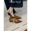First encounter French-style ancient pointed head shallow mouth Mary Jane shoes 2026 new one-word with temperament medium heel single shoes