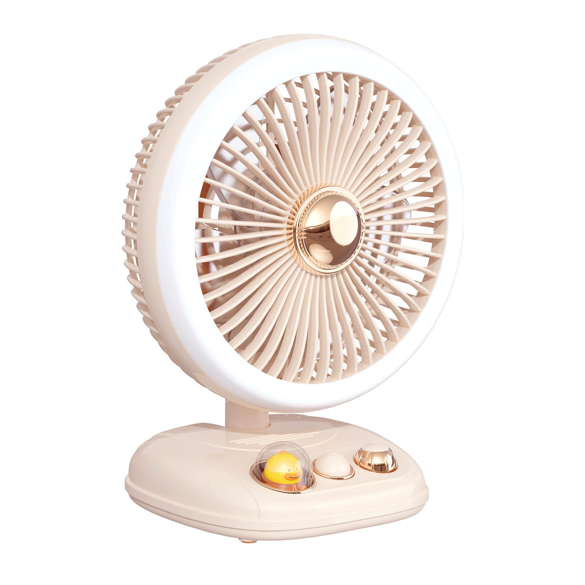 

F10 USB Folding Desktop Fan Portable Cooling Fan with Night Light Support Wall-Mounted Installation Beige