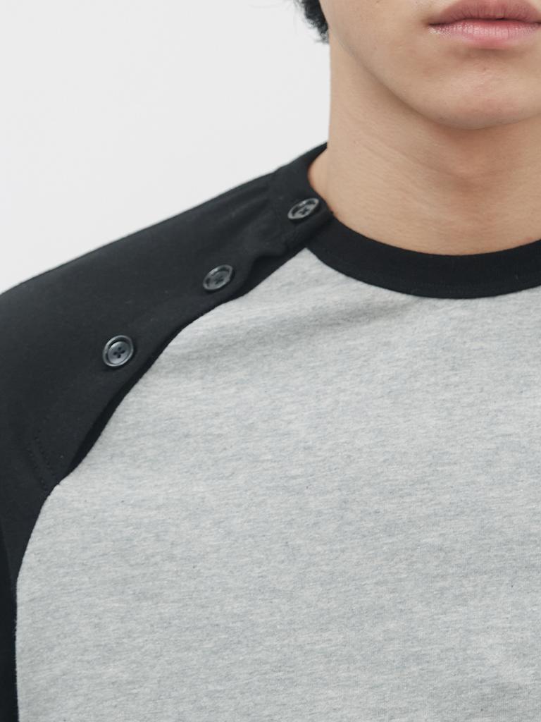 Gijunmaen Button Open Raglan Tee Black