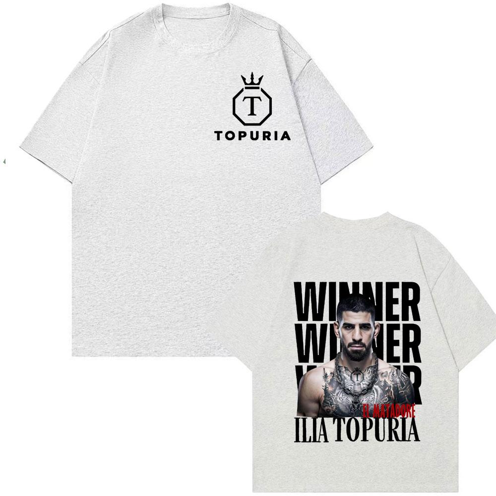 Vincitore El Matador Ilia Topuria Maglietta Vintage Uomo Donna Moda Hip Hop T-shirt di Tendenza Unisex Comfort Maglietta a Maniche Corte