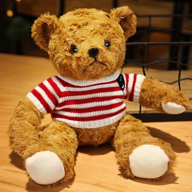 Kawaii Hug Sweater Teddy Bear Plush Dolls Lovely Bear with Clothes Holding Heart Pillow Nice Wedding Valentine 'S Gifts