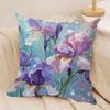 Flowers Iris Cushion Cover Soft Plush Fabric Double-Sided Printed Sofa Cushion Cover For All Seasons Home Decor Gift