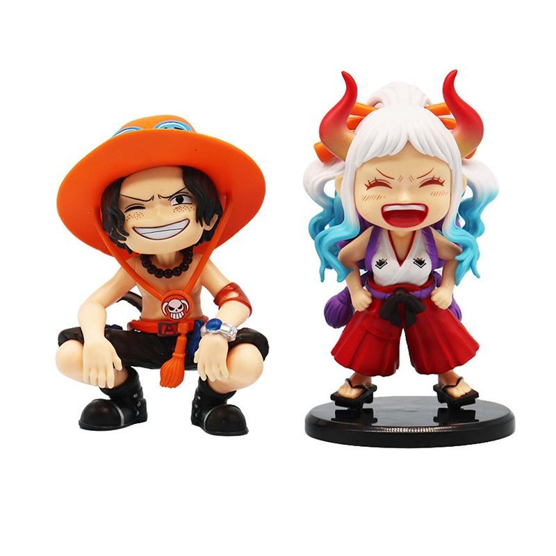 One Piece anime character laughing squatting Ace PVC cute doll Yamato car Q version trendy brand cartoon desktop ornaments