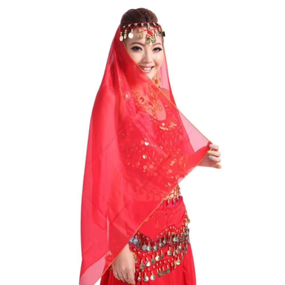 Chiffon Belly Dancing Scarf Solid Color Women Headdress New Indian Dance Headband  Show Costumes