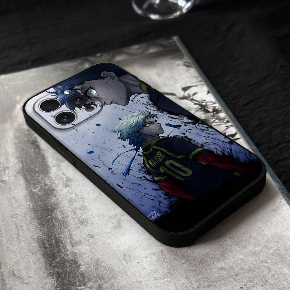 Anime BLUE LOCK Handyhülle Für IPhone 17,16,15,14,13,12,11 Plus,Pro,Max,XR,XS,X,7,8 Plus,Mini Schwarzes Silikon Weich