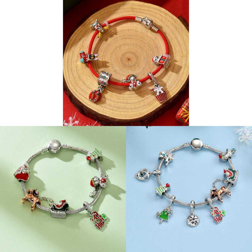 Christmas Bracelet With Snowflake Bells And Santa Charm For Holiday Gift Giving